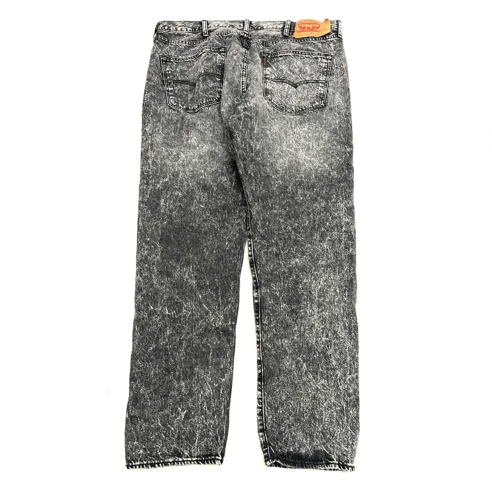 Levi's 501 CT Acid Wash Jeans 40x32 Black Button Fly Grunge Tapered